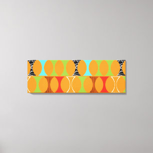 Mid Century Modern Orange Mönster Wrapped Canvas
