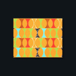 Mid Century Modern Orange Mönster Wrapped Canvas<br><div class="desc">Knacka, knacka. Vem är där? Mid Century Modern Orange Mönster har förstört Canvas! Du behöver inte en slagit linje. Det här modet mönster har en sjudande bakgrund i orangen och rader med en adoröst kitschistisk form i grönt, rött, turkos, svart och vitt och trälåda. Formen har förmodligen en namn, men...</div>