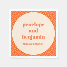 Mid Century Modern Orange Personligt bröllp Pappersservett