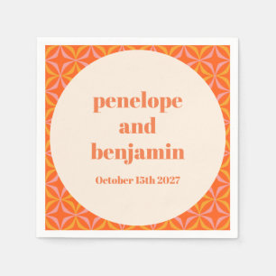 Mid Century Modern Orange Personligt bröllp Pappersservett