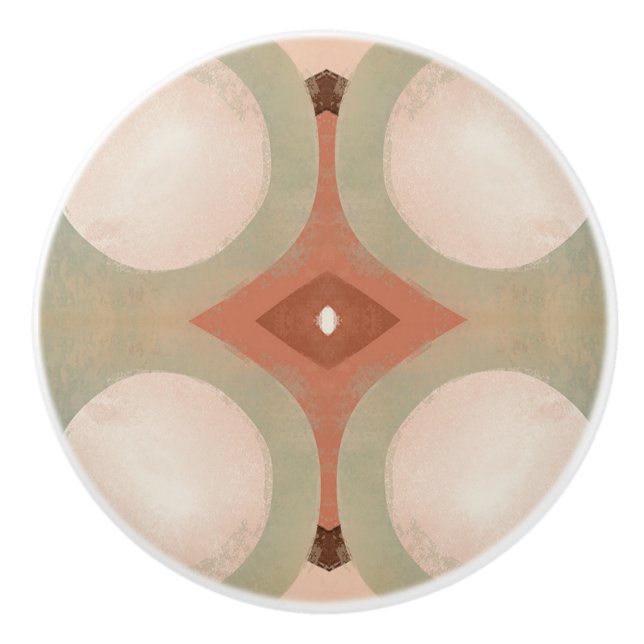 Mid Century Modern Organic Mönster Mint Terracotta Knopp (Framsidan)