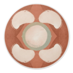 Mid Century Modern Organic Mönster Terracotta Mint Knopp