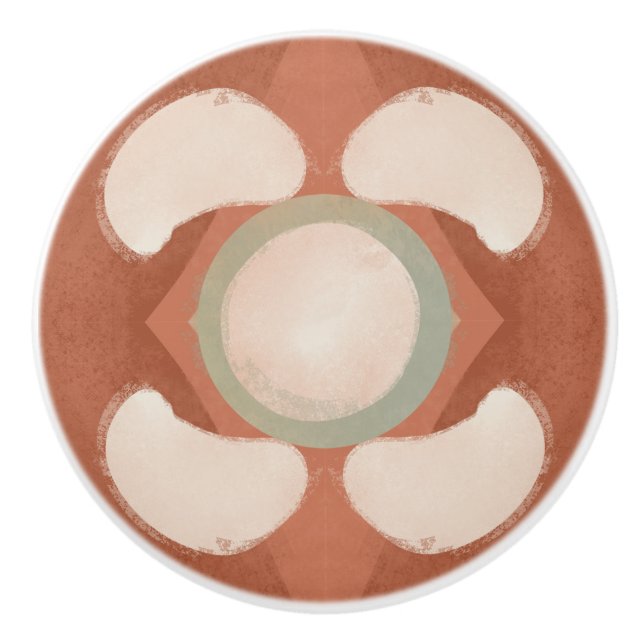 Mid Century Modern Organic Mönster Terracotta Mint Knopp (Framsidan)