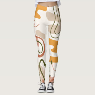 Mid Century Modern Organiska Former Matt Kräm Linj Leggings