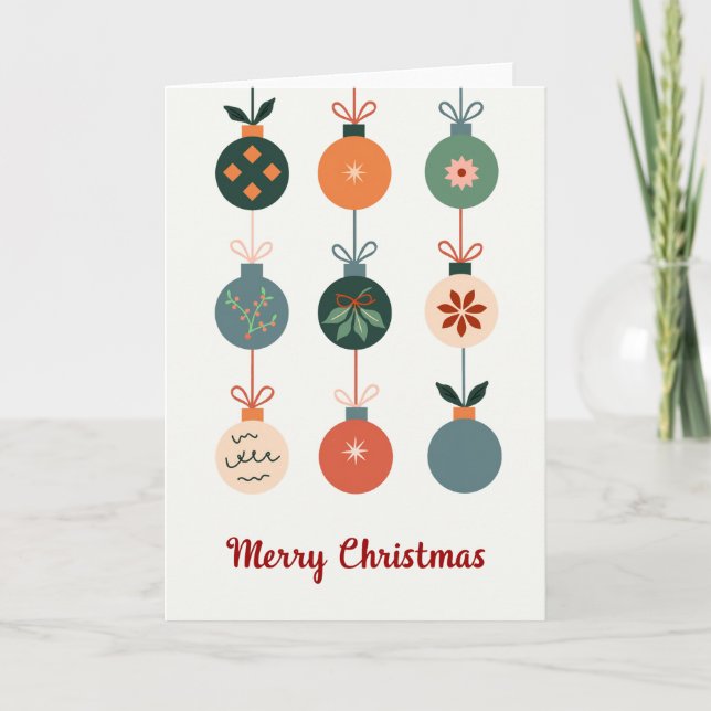 Mid Century Modern Ornament Merry Christmas Card Kort (Framsida)