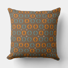 Mid Century Modern, Ovaler, Stars Teal Orange Brow Kudde