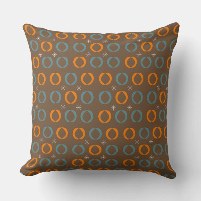 Mid Century Modern, Ovaler, Stars Teal Orange Brow Kudde (Framsida)