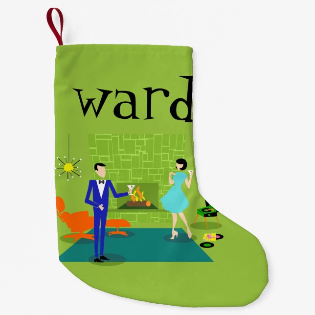 Mid Century Modern par julklapp Liten Julstrumpa (Framsidan)