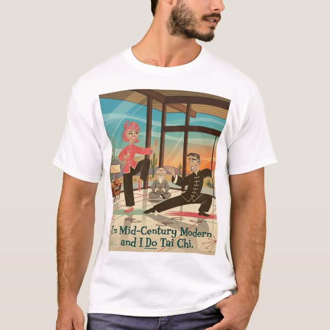 Mid-Century modern par som gör tai chi. T Shirt (Framsida)