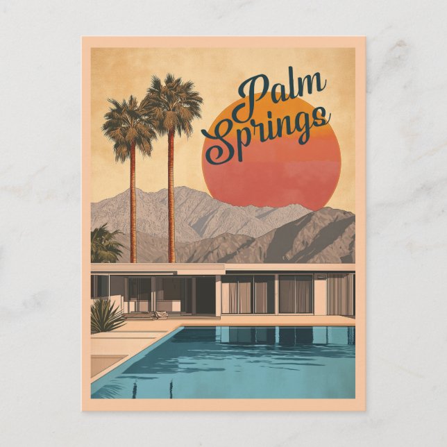 Mid-Century Modern Paradis: Palm Springs Vykort (Framsida)