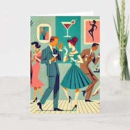 Mid Century Modern Party Martini Dance Kort