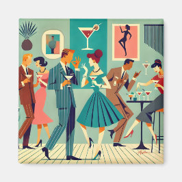 Mid Century Modern Party Martini Dance Magnet