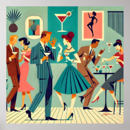 Mid Century Modern Party Martini Dance Poster