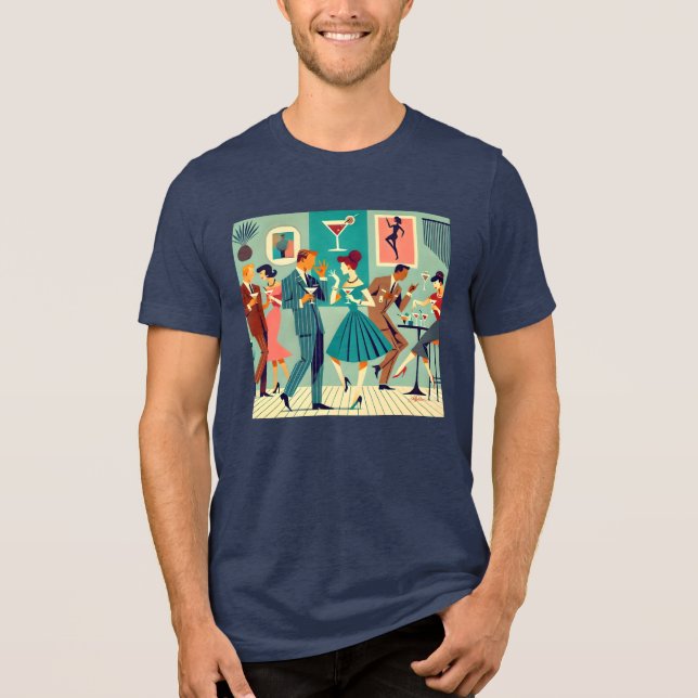 Mid Century Modern Party Martini Dance T Shirt (Framsida)