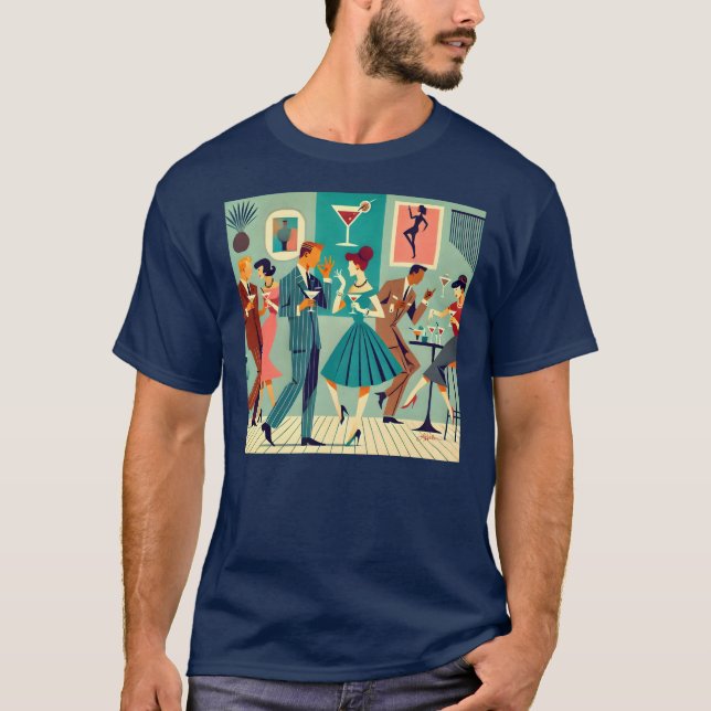 Mid Century Modern Party Martini Dance T Shirt (Framsida)