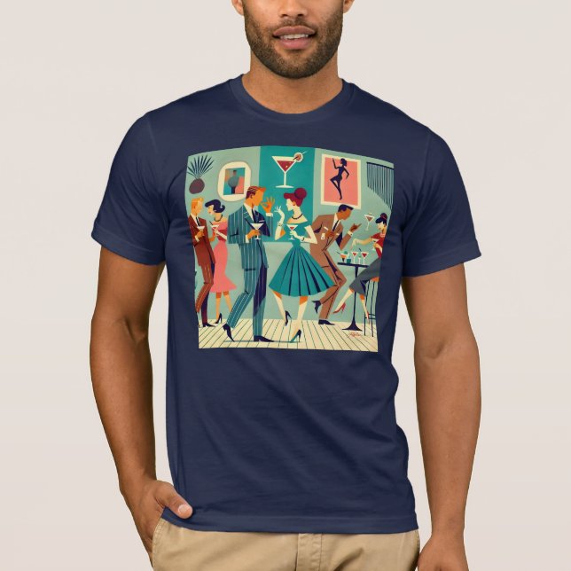 Mid Century Modern Party Martini Dance T Shirt (Framsida)
