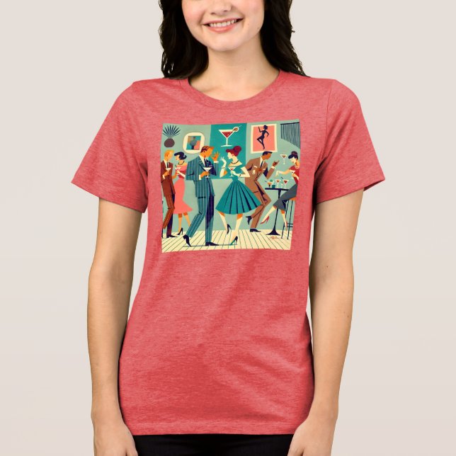 Mid Century Modern Party Martini Dance T Shirt (Framsida)