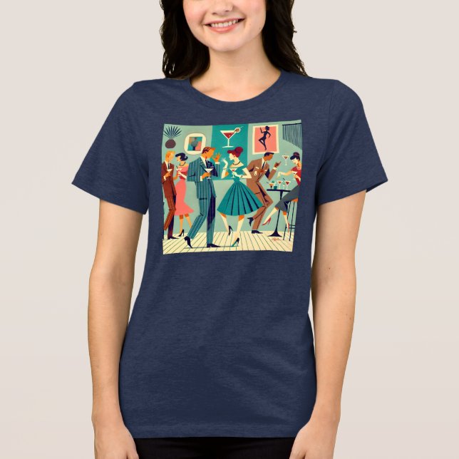 Mid Century Modern Party Martini Dance T Shirt (Framsida)