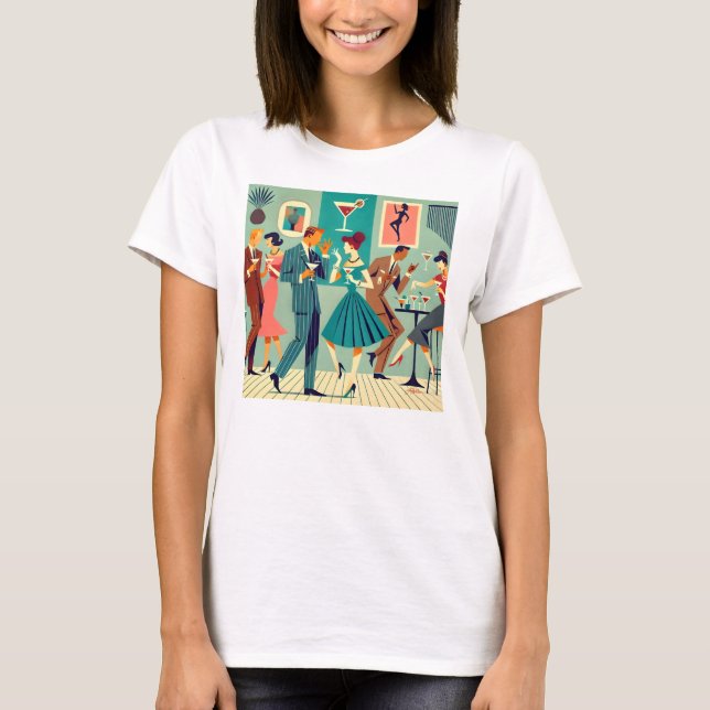 Mid Century Modern Party Martini Dance T Shirt (Framsida)