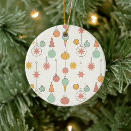 Mid-Century Modern Pastellgeometrisk Mönsterdekora Julgransprydnad Keramik