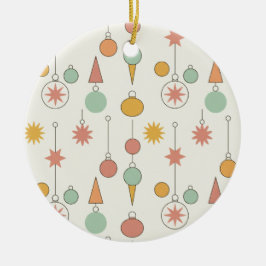 Mid-Century Modern Pastellgeometrisk Mönsterdekora Julgransprydnad Keramik