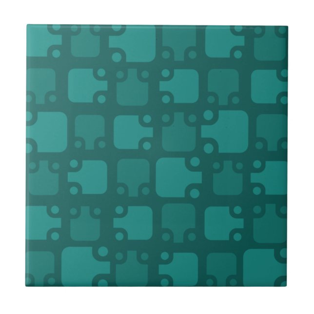 Mid Century Modern Pattern Teal Kakelplatta (Framsidan)