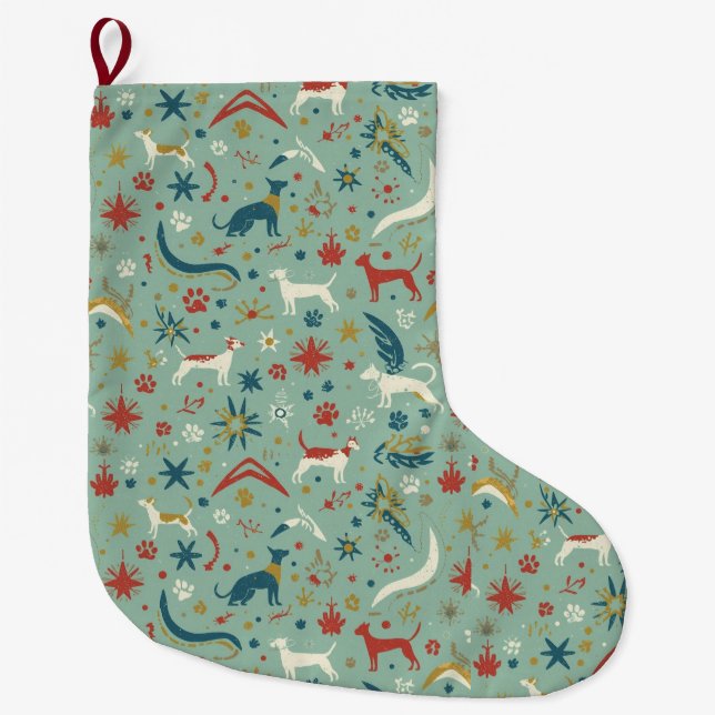 Mid-Century Modern Pet Christmas Stocking Stor Julstrumpa (Framsidan)