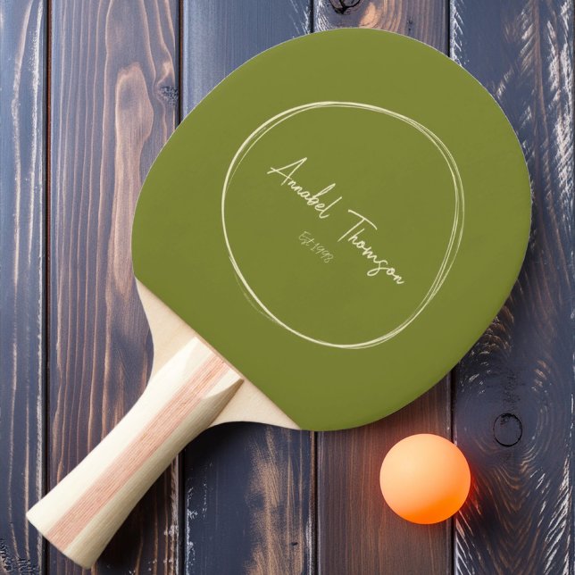 Mid-Century Modern Pilgrön med namn Pingisracket (Skapare uppladdad)