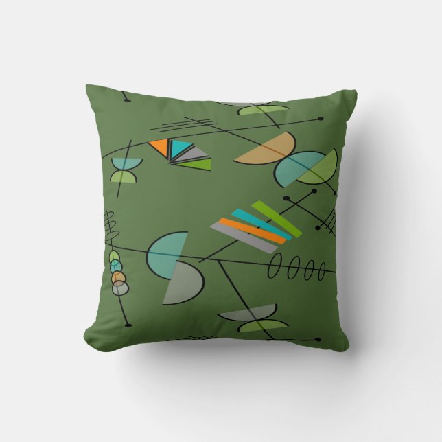 Mid-Century Modern Pillow Geometric Mönster #9 Kudde (Framsida)