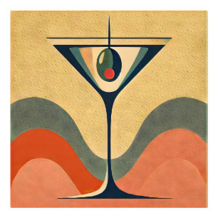 Mid Century Modern "pimento oliv martini våg" Fototryck