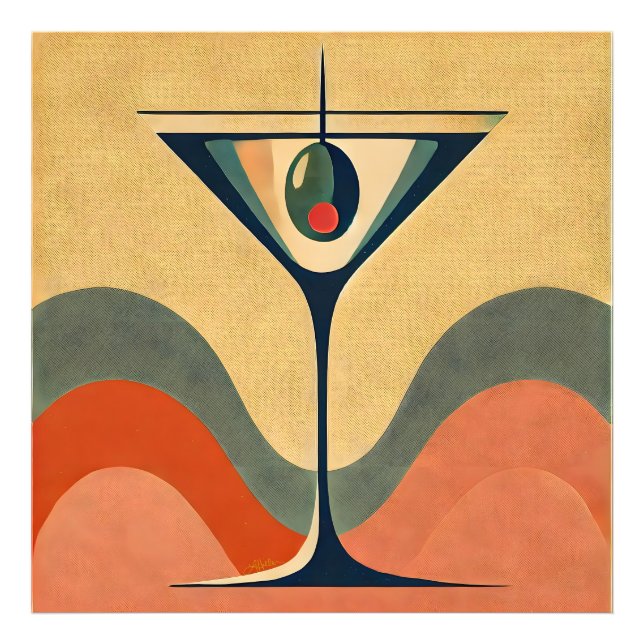 Mid Century Modern "pimento olivmartini wave" Fototryck (Framsidan)