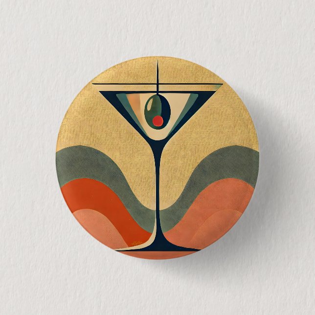 Mid Century Modern "pimento olivmartini wave" Knapp (Framsida)