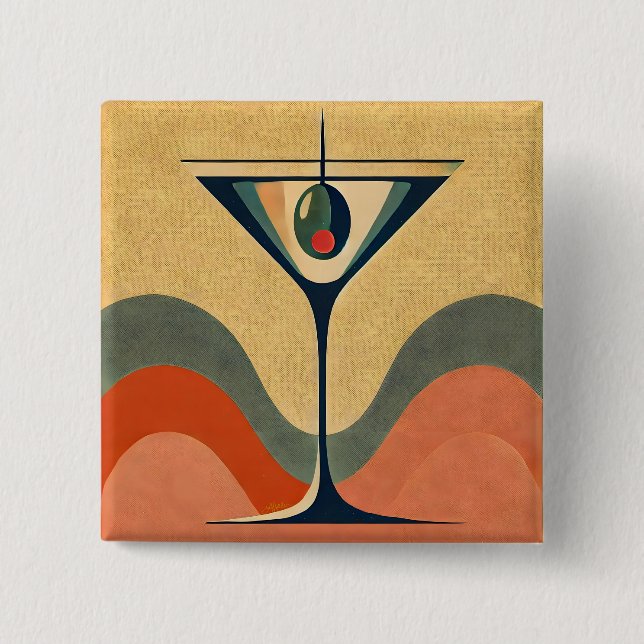 Mid Century Modern "pimento olivmartini wave" Knapp (Framsida)