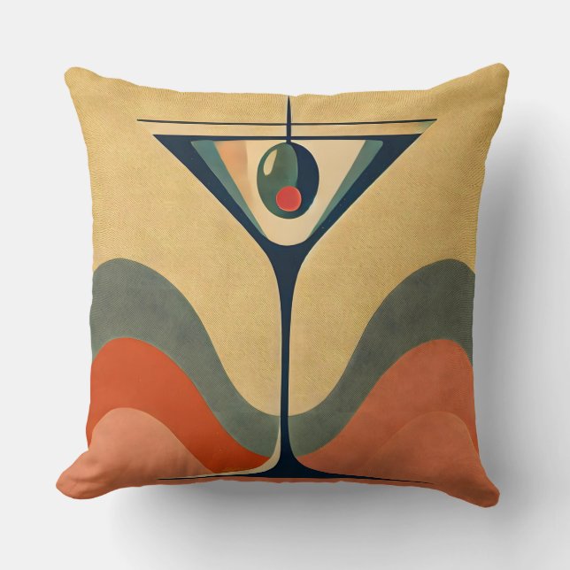 Mid Century Modern "pimento olivmartini wave" Kudde (Framsida)