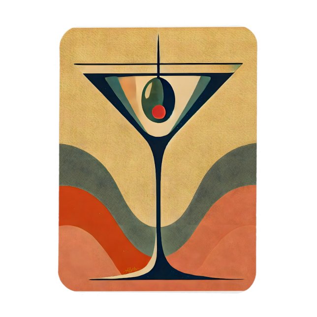 Mid Century Modern "pimento olivmartini wave" Magnet (Vertikal)