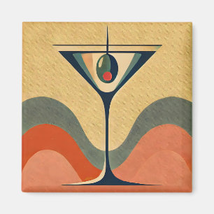 Mid Century Modern "pimento olivmartini wave" Magnet