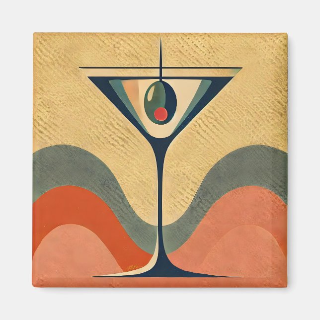 Mid Century Modern "pimento olivmartini wave" Magnet (Framsidan)