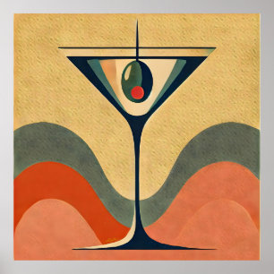 Mid Century Modern "pimento olivmartini wave" Poster