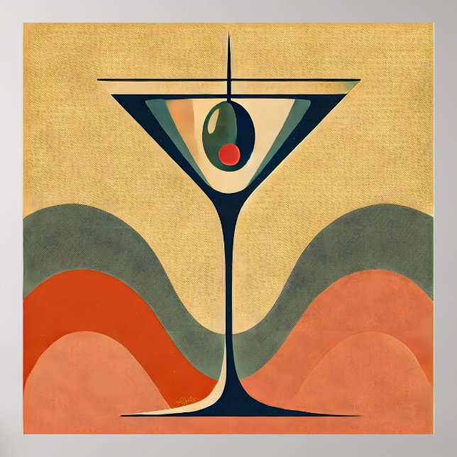 Mid Century Modern "pimento olivmartini wave" Poster (Framsidan)