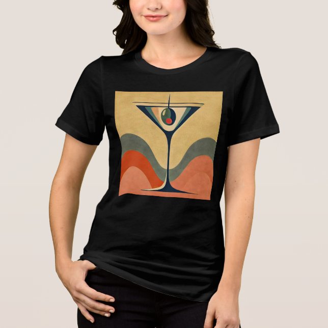 Mid Century Modern "pimento olivmartini wave" T Shirt (Framsida)