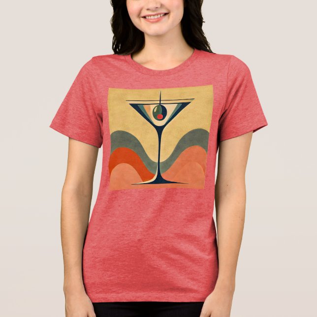 Mid Century Modern "pimento olivmartini wave" T Shirt (Framsida)