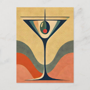 Mid Century Modern "pimento olivmartini wave" Vykort