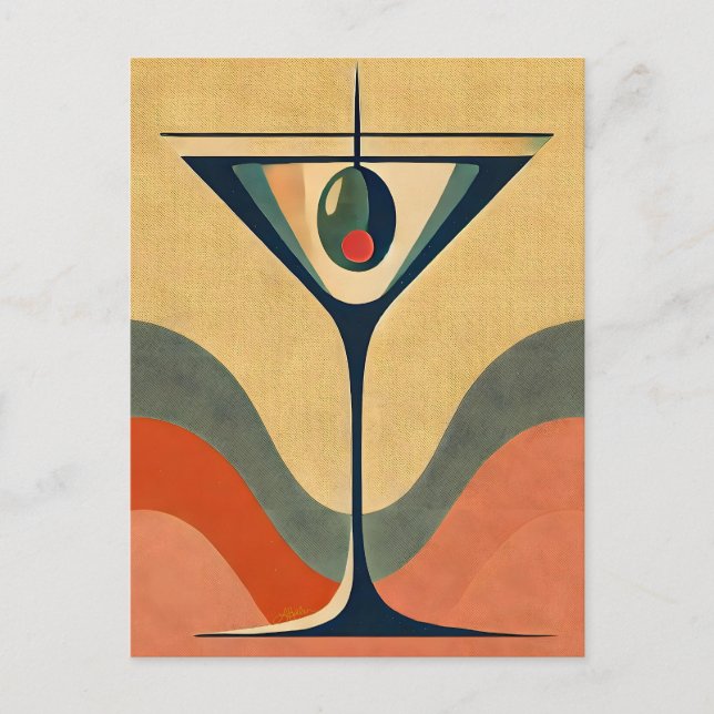 Mid Century Modern "pimento olivmartini wave" Vykort (Framsida)