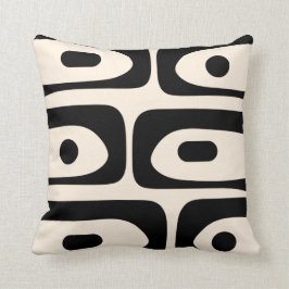 Mid Century Modern Piquet Mönster Black and Cream Kudde