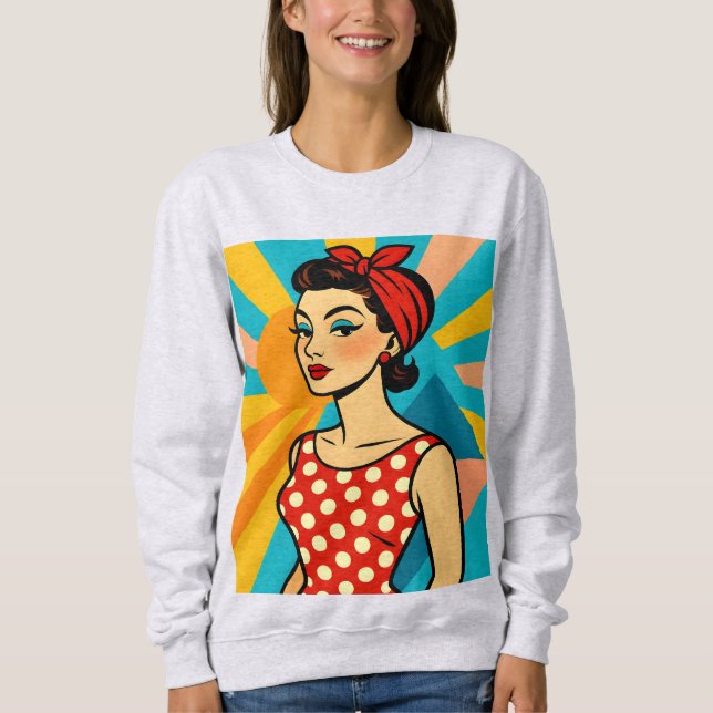 Mid Century Modern Pop Art - Retro Glam Skönhet T Shirt (Framsida)