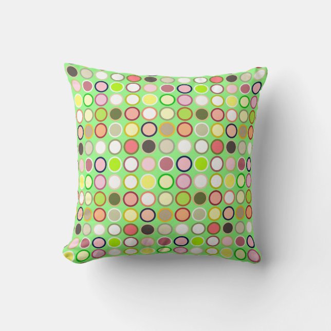 Mid-Century Modern prickar - lime med multi Kudde (Framsida)