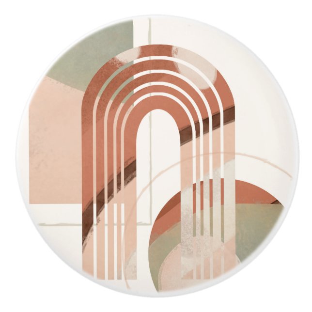 Mid Century Modern Rainbow Geometric Terracotta Knopp (Framsidan)