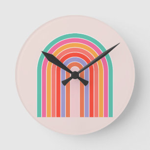 Mid Century Modern Rainbow Rund Klocka
