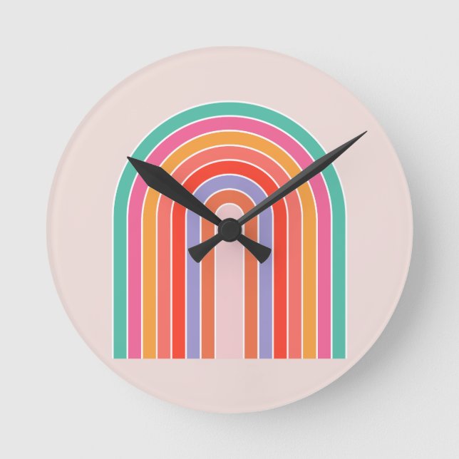 Mid Century Modern Rainbow Rund Klocka (Framsida)