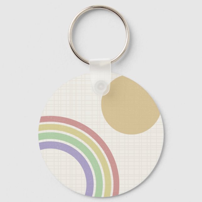 Mid Century Modern Rainbow Sol Nyckelring (Framsida)